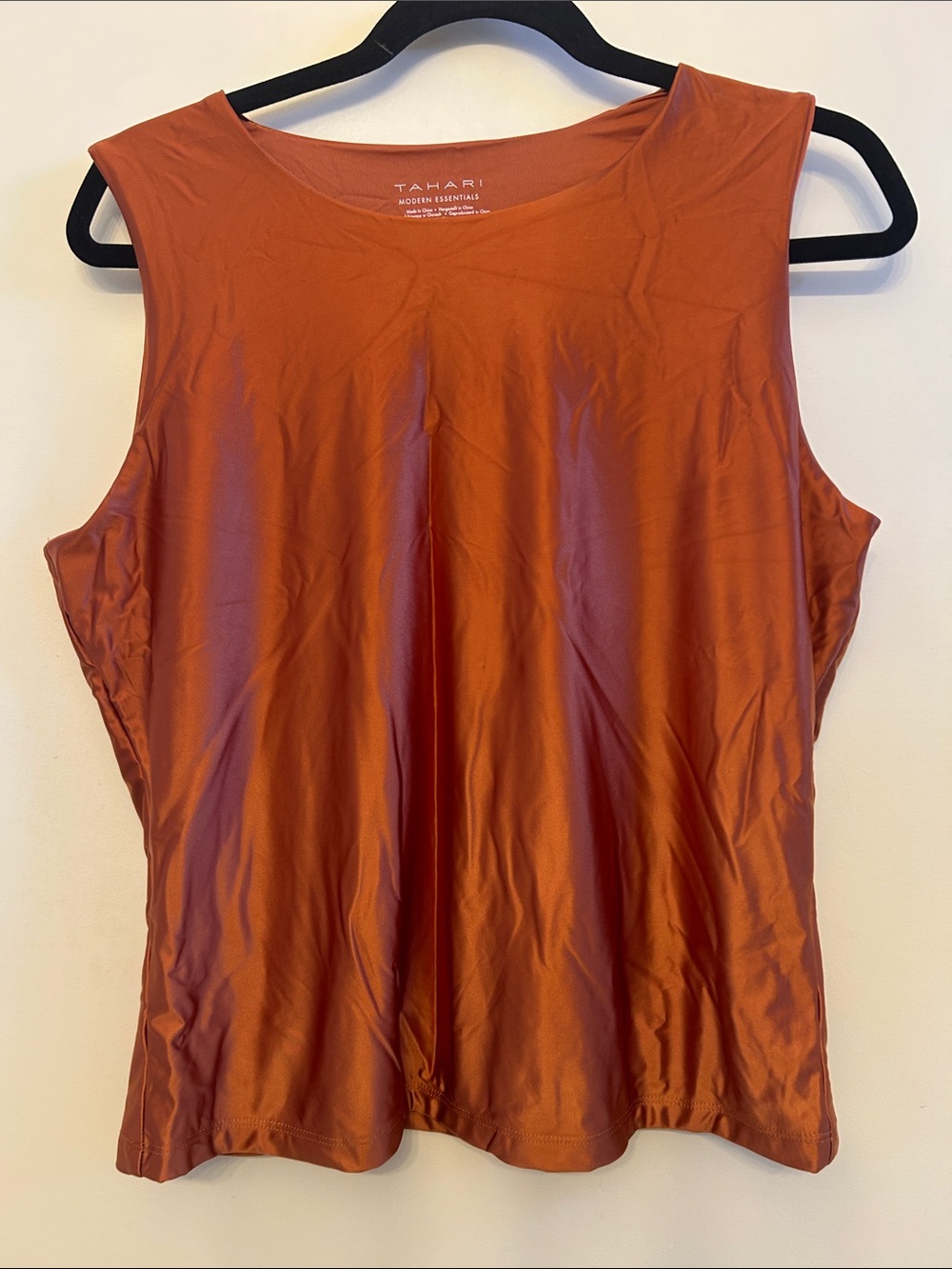 Tahari Sleeveless Shell Tank Top in Rust Orange